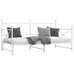Berkfield Home Daybed with Trundle without Mattress White 100x190 cm Steel - thumbnail 5