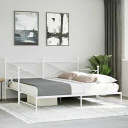 Berkfield Home Daybed with Trundle without Mattress White 100x190 cm Steel - thumbnail 3