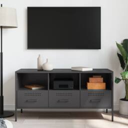 Berkfield Home TV Cabinet Black 100.5x39x50.5 cm Steel - thumbnail 3