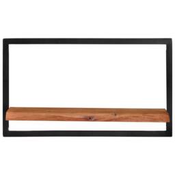 Berkfield Home Wall Shelves 2 pcs 60x25x35 cm Solid Wood Acacia & Steel in Brown - Size: 60 x 25 x 35 cm - thumbnail 2