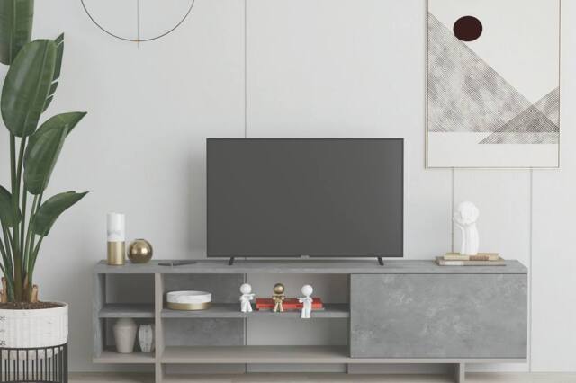 Decortie Stockton' Modern TV Unit with Storage 160cm in Grey - Size: 1 Pack - image 1