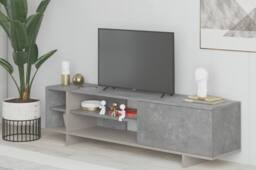 Decortie Stockton' Modern TV Unit with Storage 160cm in Grey - Size: 1 Pack - thumbnail 3