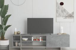 Decortie Stockton' Modern TV Unit with Storage 160cm in Grey - Size: 1 Pack - thumbnail 1