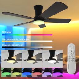 Garwarm Dimmable Ceiling Fans, Noiseless Modern Fan Light in Black - thumbnail 2