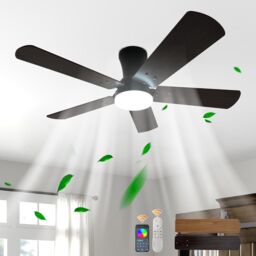 Garwarm Dimmable Ceiling Fans, Noiseless Modern Fan Light in Black - thumbnail 1