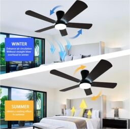 Garwarm Dimmable Ceiling Fans, Noiseless Modern Fan Light in Black - thumbnail 5