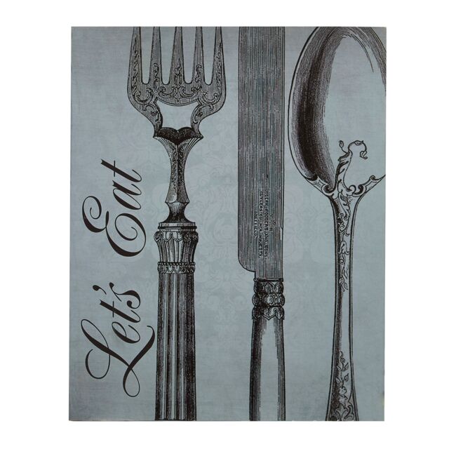 Orsina Let's Eat Wall Plaque, Bold Typography Design With Rustic Wooden Finish, Inviting Decorative Sign in Blue - image 1