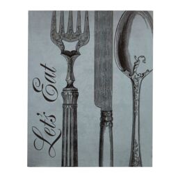 Orsina Let's Eat Wall Plaque, Bold Typography Design With Rustic Wooden Finish, Inviting Decorative Sign in Blue - thumbnail 1
