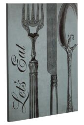 Orsina Let's Eat Wall Plaque, Bold Typography Design With Rustic Wooden Finish, Inviting Decorative Sign in Blue - thumbnail 2