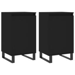 Berkfield Home Sideboards 2 pcs Black 40x35x70 cm Engineered Wood - Size: 40 x 35 x 70 cm - thumbnail 3