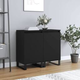Berkfield Home Sideboards 2 pcs Black 40x35x70 cm Engineered Wood - Size: 40 x 35 x 70 cm - thumbnail 2
