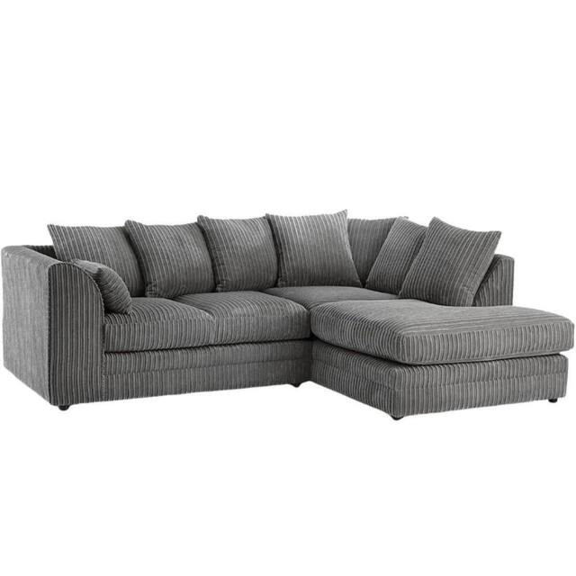 Bliss Furniture Jumbo Cord Scatter Back 4-Seater Right Hand Corner Sofa in Grey Colour - Size: 4 Person - image 1