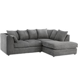 Bliss Furniture Jumbo Cord Scatter Back 4-Seater Right Hand Corner Sofa in Grey Colour - Size: 4 Person - thumbnail 1