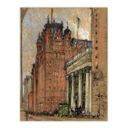 "Artery8 Joseph Pennell New York City Hotel Street View Wall Art Print in Brown - Size: W12"" x H16""" - thumbnail 1