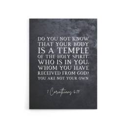 "Artery8 Corinthians 6 19 Body Temple Bible Quote Canvas Wall Art Print in Grey - Size: W18"" x H24""" - thumbnail 1
