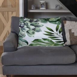 Benjamin Tate Design Watercolour Botanical Leaves Blanket in Natural - Size: 120 cm x 150 cm - thumbnail 2