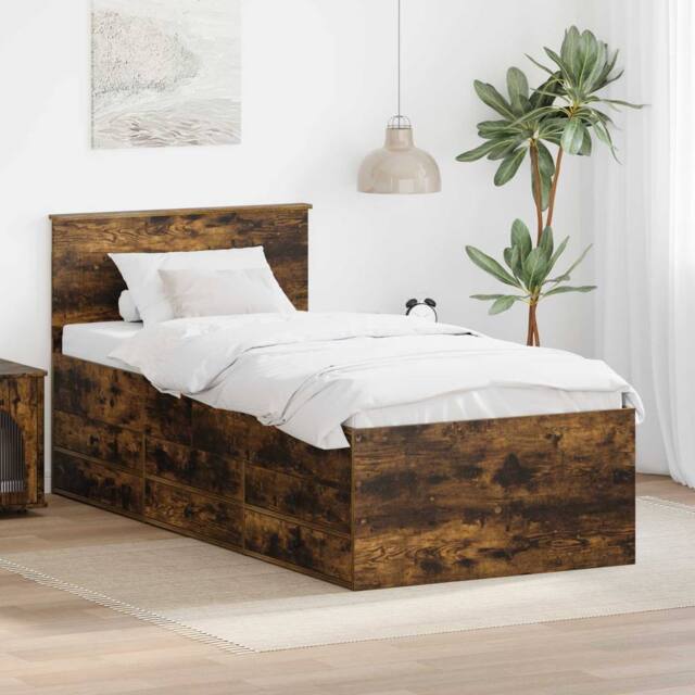 Berkfield Home Daybed Manual Smoked Oak & Black 75 x 190 cm Engineered Wood in Brown - image 1