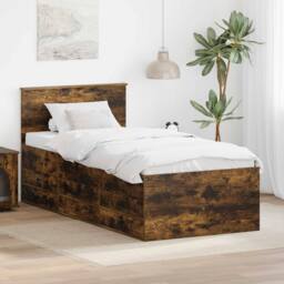 Berkfield Home Daybed Manual Smoked Oak & Black 75 x 190 cm Engineered Wood in Brown - thumbnail 1