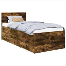 Berkfield Home Daybed Manual Smoked Oak & Black 75 x 190 cm Engineered Wood in Brown - thumbnail 2