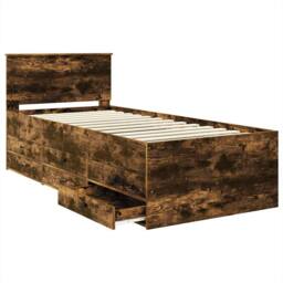 Berkfield Home Daybed Manual Smoked Oak & Black 75 x 190 cm Engineered Wood in Brown - thumbnail 5
