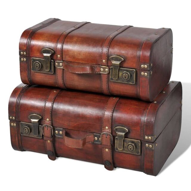Berkfield Home Wooden Treasure Chest 2 pcs Vintage Brown - image 1