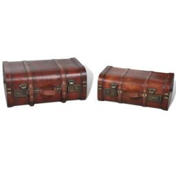 Berkfield Home Wooden Treasure Chest 2 pcs Vintage Brown - thumbnail 4