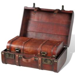 Berkfield Home Wooden Treasure Chest 2 pcs Vintage Brown - thumbnail 3