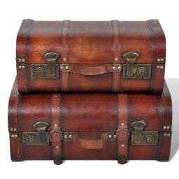 Berkfield Home Wooden Treasure Chest 2 pcs Vintage Brown - thumbnail 2