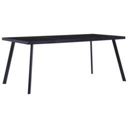 Berkfield Home Dining Table Black 160x80x75 cm Tempered Glass - Size: 160 x 80 x 75 cm - thumbnail 1