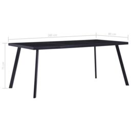 Berkfield Home Dining Table Black 160x80x75 cm Tempered Glass - Size: 160 x 80 x 75 cm - thumbnail 5