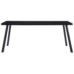 Berkfield Home Dining Table Black 160x80x75 cm Tempered Glass - Size: 160 x 80 x 75 cm - thumbnail 2