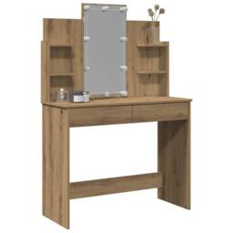 Berkfield Home Dressing Table with LED Lights Artisan Oak 96x40x142 cm in Brown - Size: 96 x 40 x 142 cm - thumbnail 4