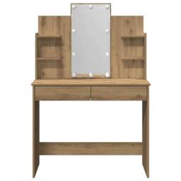 Berkfield Home Dressing Table with LED Lights Artisan Oak 96x40x142 cm in Brown - Size: 96 x 40 x 142 cm - thumbnail 6