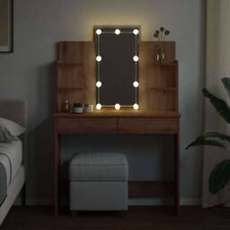 Berkfield Home Dressing Table with LED Lights Artisan Oak 96x40x142 cm in Brown - Size: 96 x 40 x 142 cm - thumbnail 3