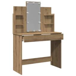 Berkfield Home Dressing Table with LED Lights Artisan Oak 96x40x142 cm in Brown - Size: 96 x 40 x 142 cm - thumbnail 5