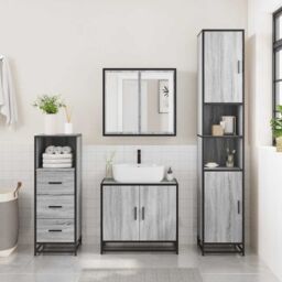 Berkfield Home Bathroom Cabinet Grey Sonoma 35x37.5x100 cm Engineered Wood - thumbnail 3