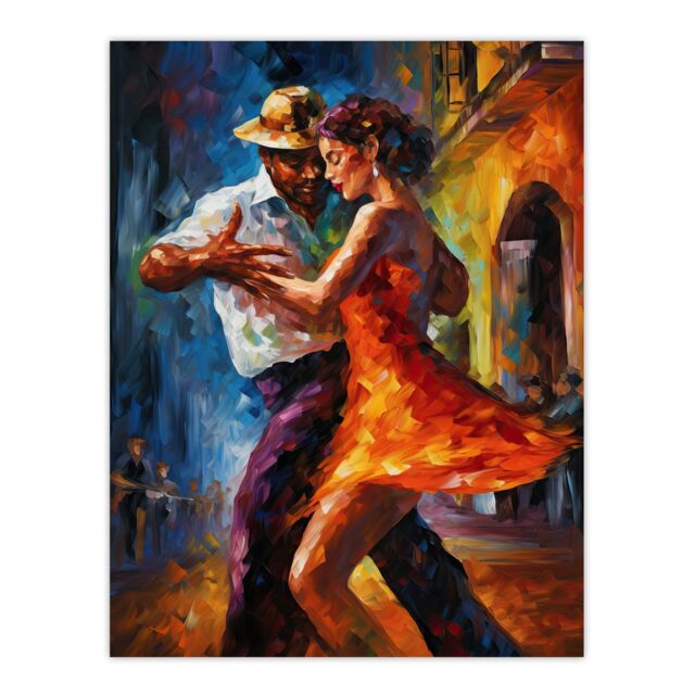 "Artery8 Wall Art Print Salsa Street Dance Colourful Dancing Painting Rhythm Body Energy Theatre Arts Artwork Poster - Size: W18"" x H24""" - image 1