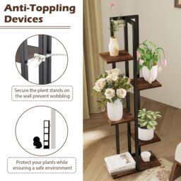 Gymax 4+5+6-Tier Plant Stand Set 3 Pack Corner Plant Racks Flower Stands in Brown - thumbnail 6