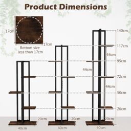 Gymax 4+5+6-Tier Plant Stand Set 3 Pack Corner Plant Racks Flower Stands in Brown - thumbnail 5