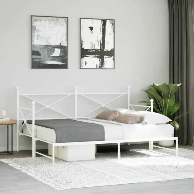 Berkfield Home Durable Daybed with Trundle without Mattress White 90x200 cm Steel - image 1