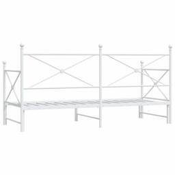 Berkfield Home Durable Daybed with Trundle without Mattress White 90x200 cm Steel - thumbnail 8