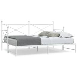 Berkfield Home Durable Daybed with Trundle without Mattress White 90x200 cm Steel - thumbnail 2