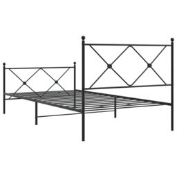 Berkfield Home Metal Bed Frame without Mattress with Footboard Black 100x190cm - Size: 100x190 cm - thumbnail 6