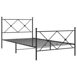Berkfield Home Metal Bed Frame without Mattress with Footboard Black 100x190cm - Size: 100x190 cm - thumbnail 3