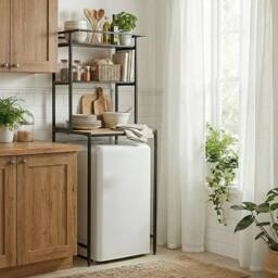 EONLION Bathroom Over Washer Storage Shelf in Brown - Size: 100 cm - thumbnail 4