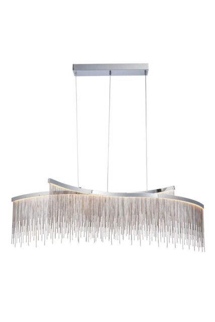 Netlighting Orphelia LED Curve Twin Bar Pendant Light Fine Silver Chain Waterfall Effect Polished Chrome Warm White in Grey - image 1