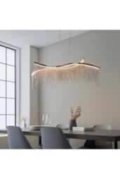 Netlighting Orphelia LED Curve Twin Bar Pendant Light Fine Silver Chain Waterfall Effect Polished Chrome Warm White in Grey - thumbnail 4