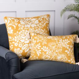 Paoletti Melrose Traditional Floral Cushion in Yellow - Size: 50 cm x 50 cm - thumbnail 5