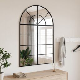 Berkfield Home Wall Mirror Black 80x120 cm Arch Iron - thumbnail 1