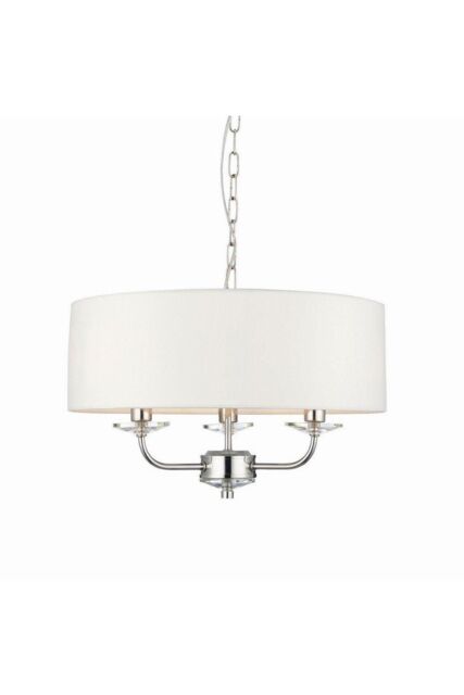 Netlighting Nixon 3 Light Multi Arm Ceiling Pendant Nickel Plate White Silk Effect E14 in Grey - image 1